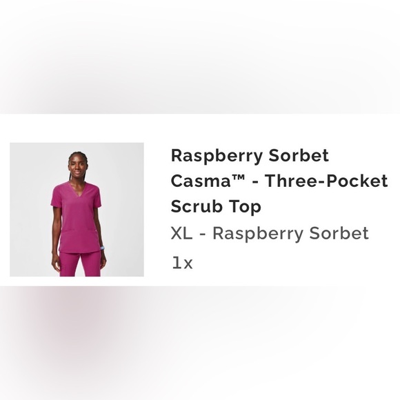 Figs Women's Scrub Set - Casma Top XL / Zamora Jogger XL - RASPBERRY SORBET Ltd - Picture 4 of 13